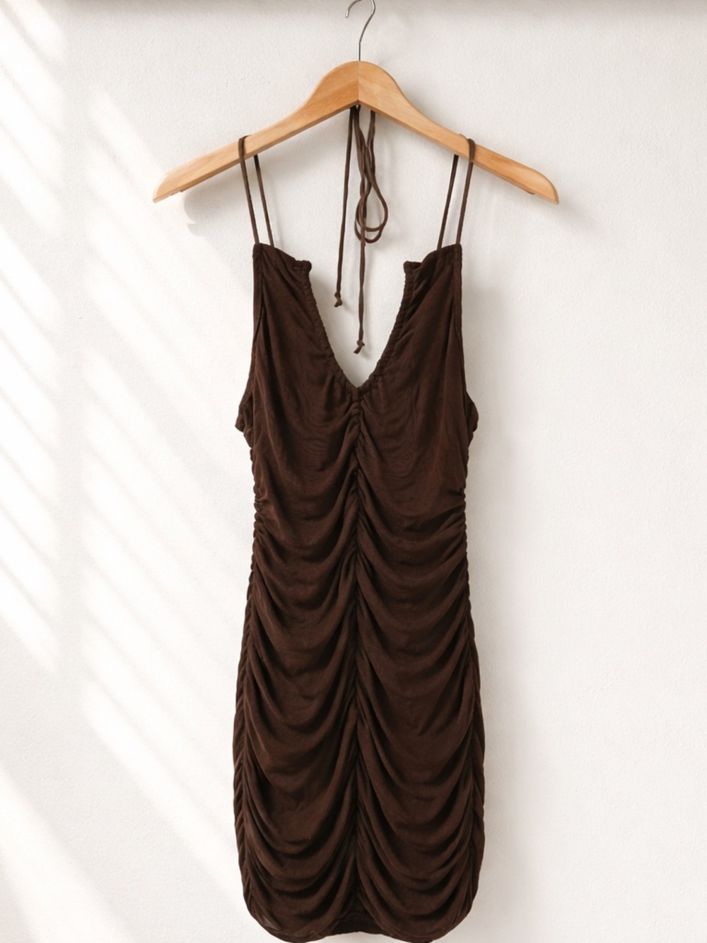 Motel Rocks Brown Ruched Halter Mini Dress - Picture 4 of 9
